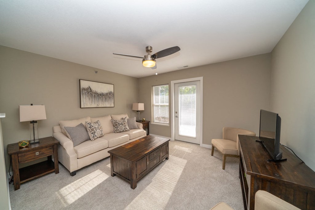 Modern Living Room at Strathmore Apartment Homes, West Des Moines, Iowa