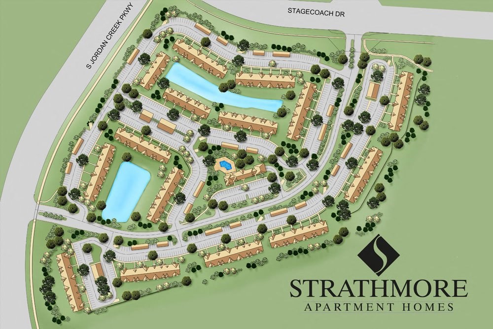 Beautiful Park Like Grounds at Strathmore Apartment Homes in West Des Moines Iowa