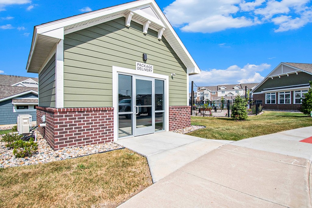 A package delivery building at Strathmore Apartment Homes, West Des Moines, IA