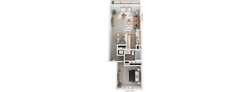 One bedroom one bathroom luxury 3D Floor Plan at Swiss Valley Apartments, Michigan, 49509