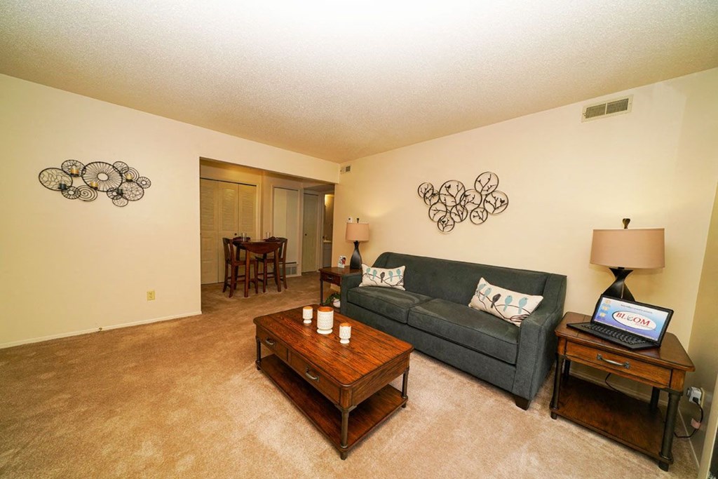 Open and Bright Living Room at Swiss Valley Apartments, Wyoming, 49509