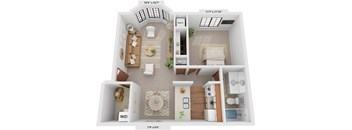 One Bedroom Mulberry 3D Floor Plan at Tanglewood Apartments, Oak Creek, WI