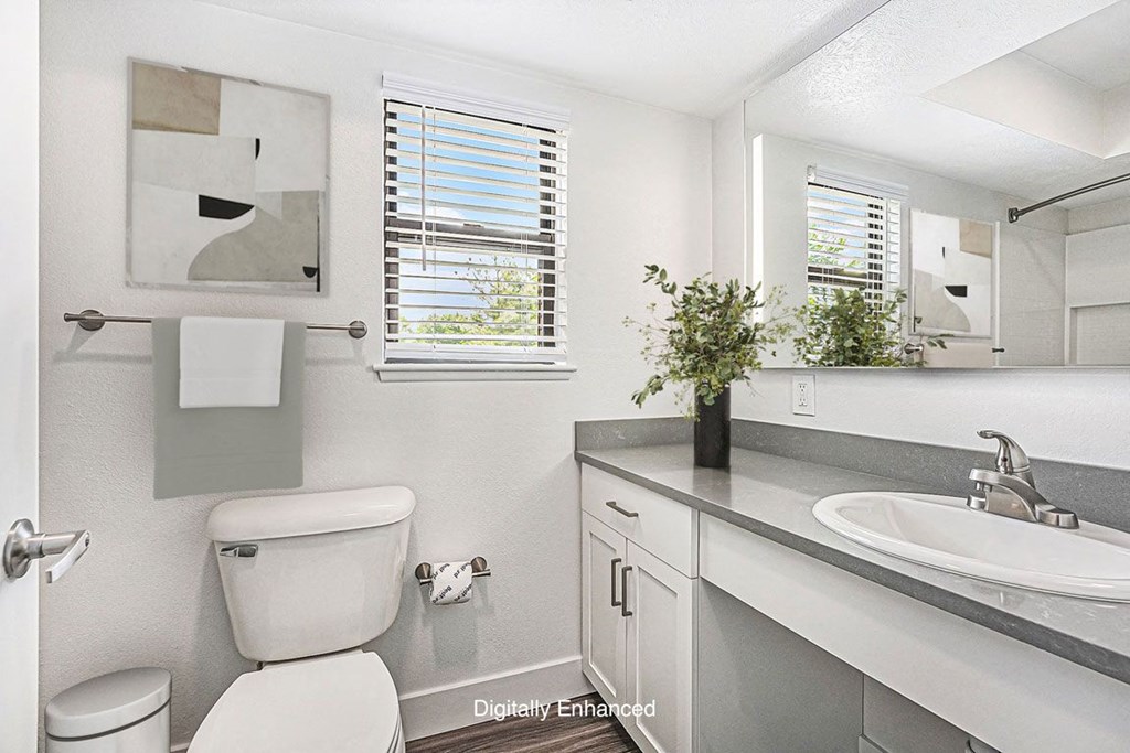 bathroom with a window at The Crossings Apartments, Michigan, 49508