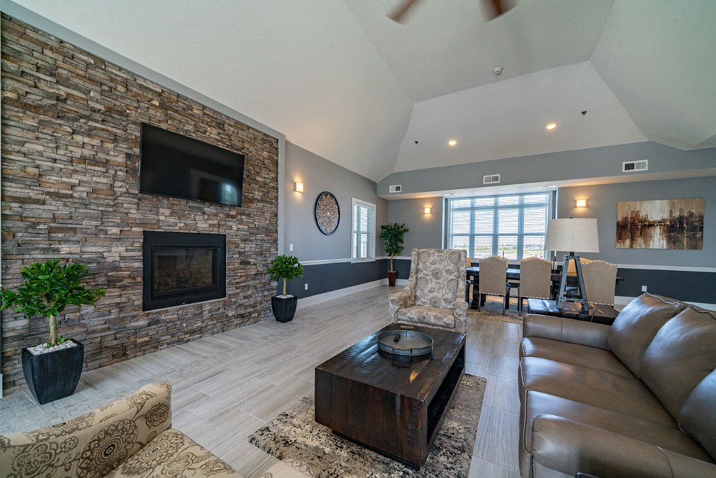 Large Clubhouse With Ample Sitting And Television at The Reserve at Destination Pointe, Grimes, IA, 50111