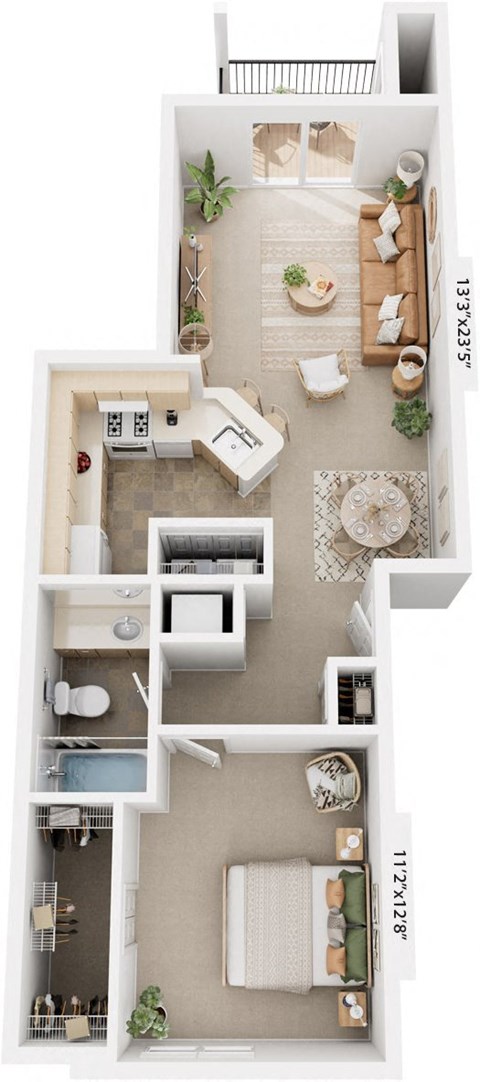 One Bedroom Floor Plan at Tracy Creek Apartments, Perrysburg, 43551