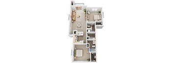 Two Bedroom Floor Plan at Tracy Creek Apartments, Perrysburg, Ohio