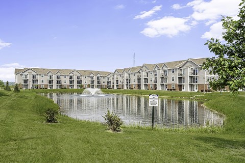 Apartment pond views at Tracy Creek Apartments, Perrysburg