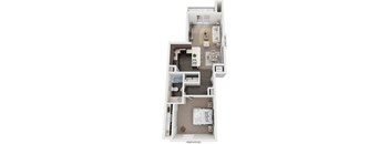 One Bedroom 3D Floor Plan at Trade Winds Apartment Homes in Elkhorn, NE