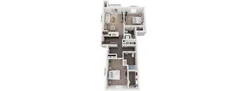 Two Bedroom 3D Floor Plan at Trade Winds Apartment Homes in Elkhorn, NE