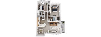 Two Bedroom Madrid 3D Floor Plan at Trappers Cove Apartments