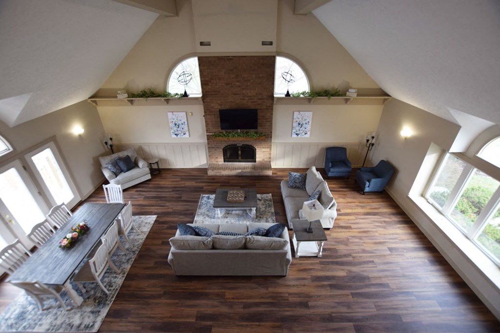 Clubhouse with Cathedral Ceiling at Trappers Cove Apartments, Lansing, MI