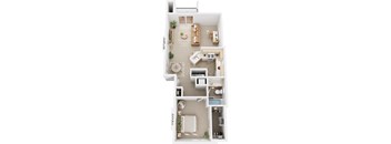 One Bedroom End Floor Plan at Trillium Pointe Apartment Homes, Michigan, 49201