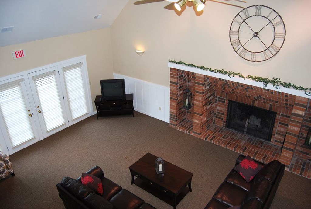 Large Fireplace In Clubhouse at Walnut Trail Apartments, Michigan
