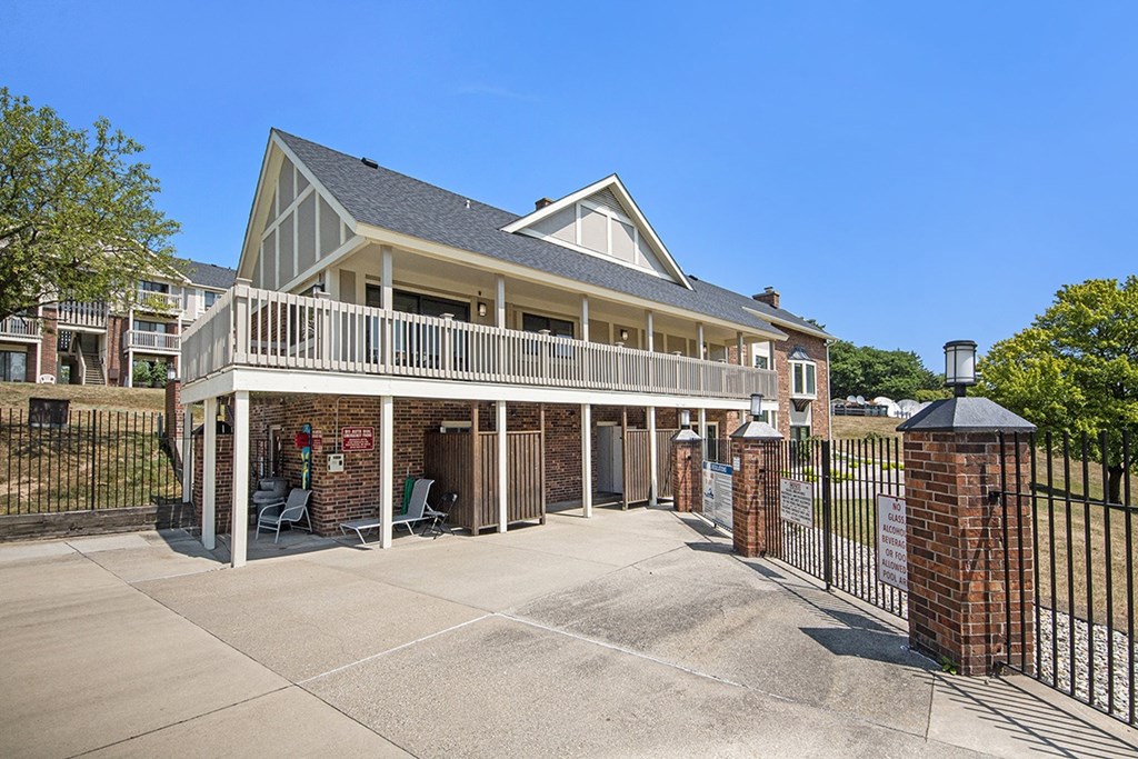 Pool area and community building at Wingate Apartments, Kentwood, 49512