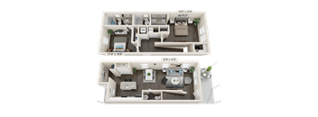 2BR 2BA Townhome floorplan