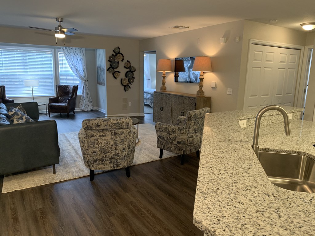 Compass kitchen living room view