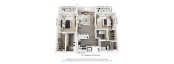 A floor plan of a house with three bedrooms, a living room, a kitchen, and a bathroom.