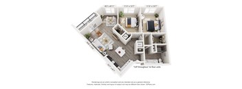 Two Bedroom One Bath Vista Floorplan