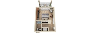 A 16'6" x 12'6" floor plan of an apartment with a 5'x9' room.
