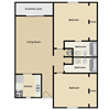 2 Bed 2 Bath 875 Sq. Ft.