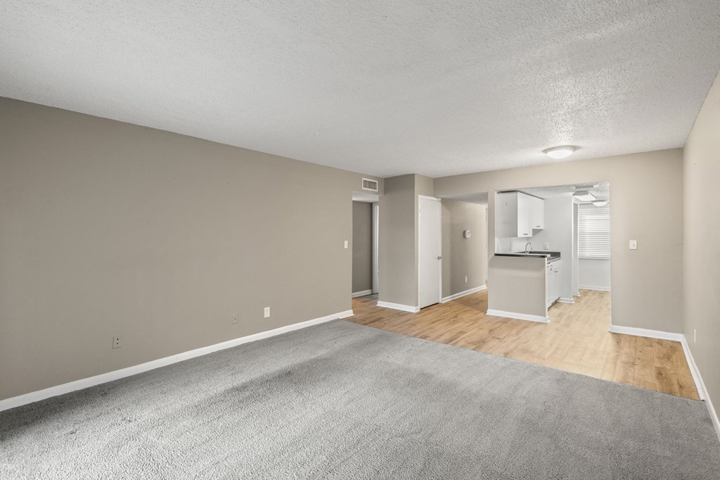 Open living room and dining room