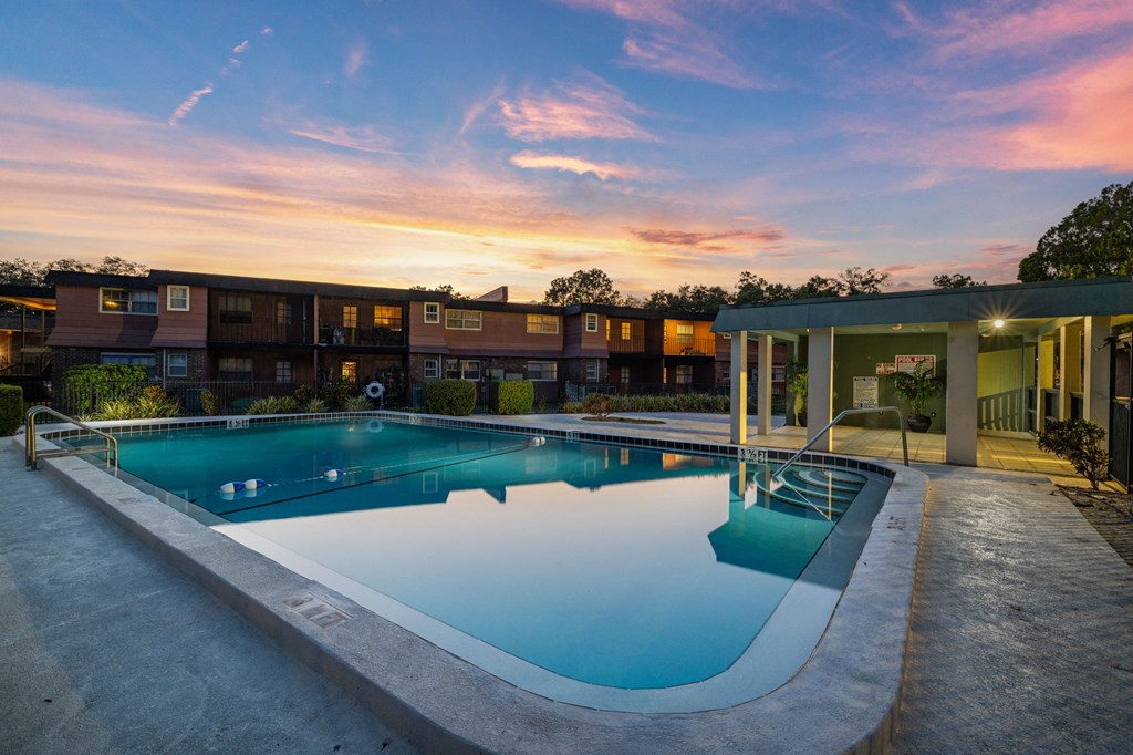 Doral Oaks Community Pool at Sunset
