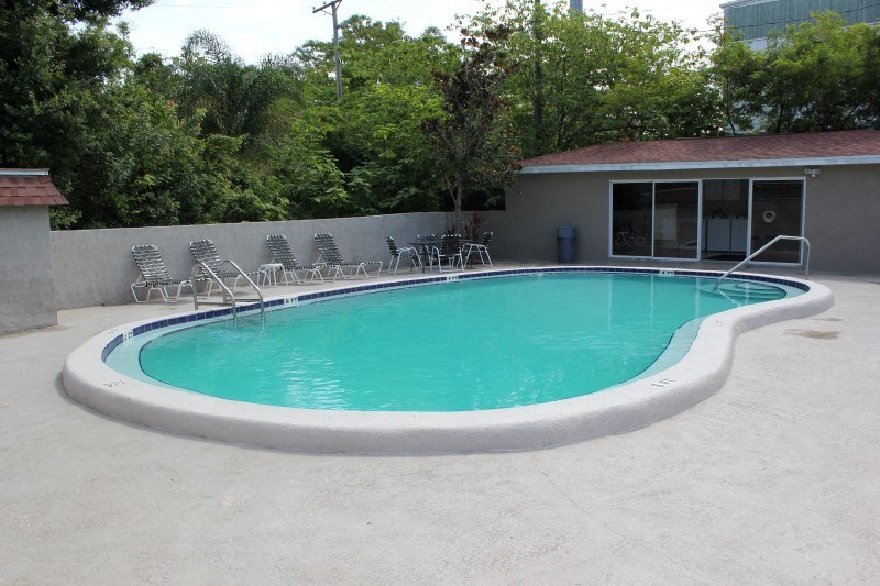 the pool is clean and ready for us to use