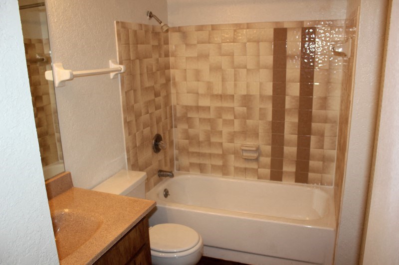 a bathroom with a tub and a toilet and a sink