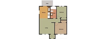 2 Bed 1 Bath 705 Sq. Ft.