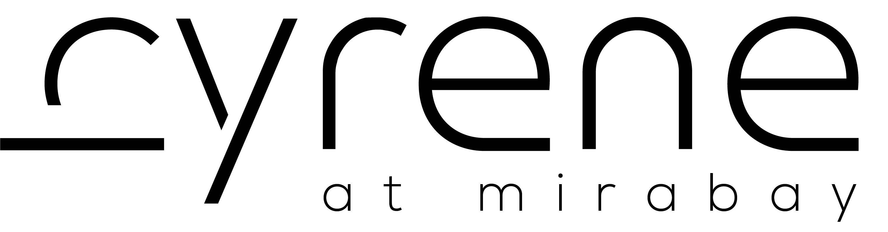The image features the word "cyrene" in a large font, followed by the phrase "at mirabay" in a smaller font.
