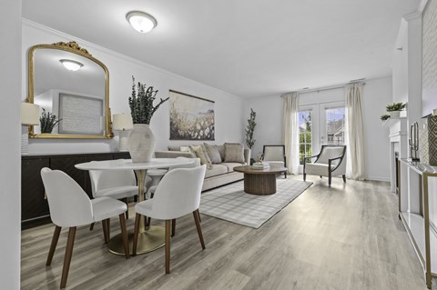 Open concept living and dining area at Regents Club of Troy Apartments, Troy, 48084