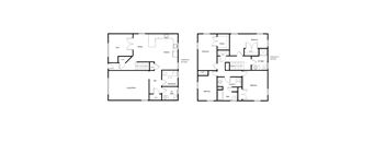 Two floor plans of a house with labeled rooms.