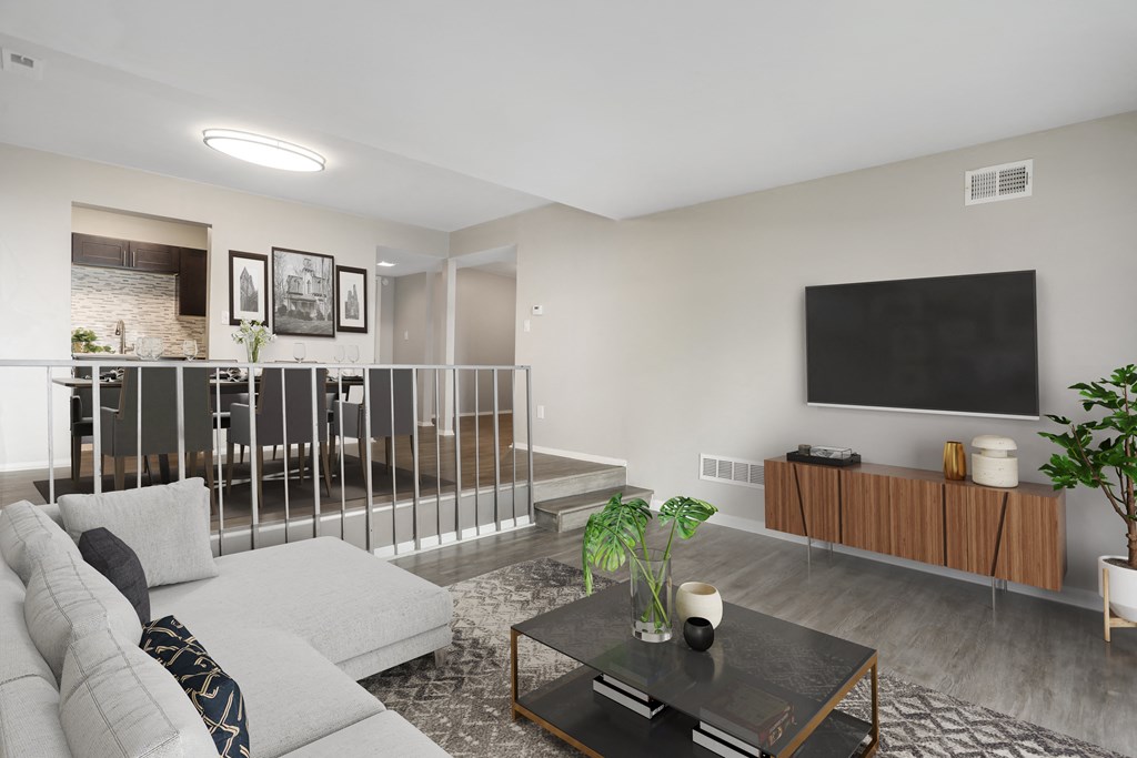 a living room with a couch and a coffee table