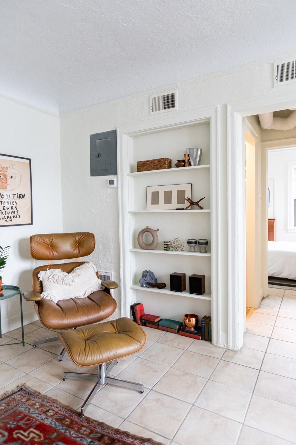 living room and lounge chair