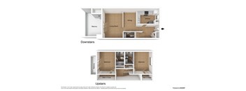 A diagram shows the layout of a house with two floors, a living room, a dining room, a kitchen, and bedrooms.