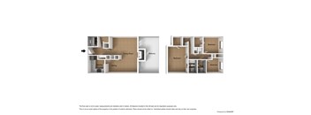 A floor plan of a house with a living room, kitchen, dining area, and bedrooms.