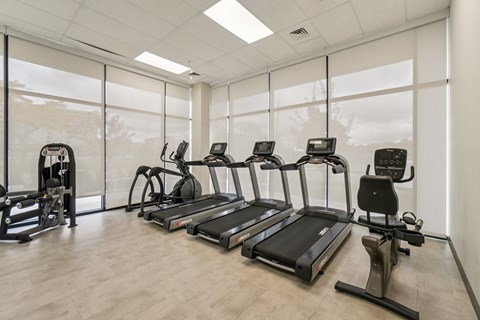 Gym with equipments at Lafayette West Apartments, Detroit, MI