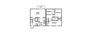 A black and white image of a house floor plan.