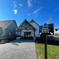 a building with a sign in front of it
