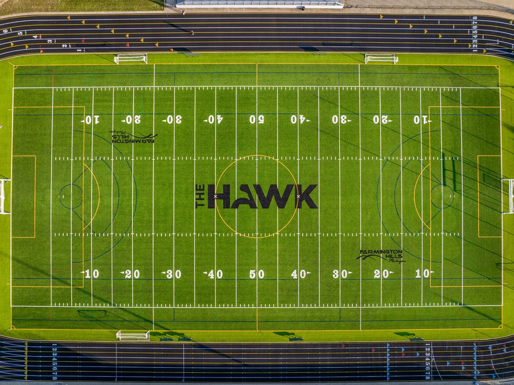 an aerial view of a football stadium with the hankook