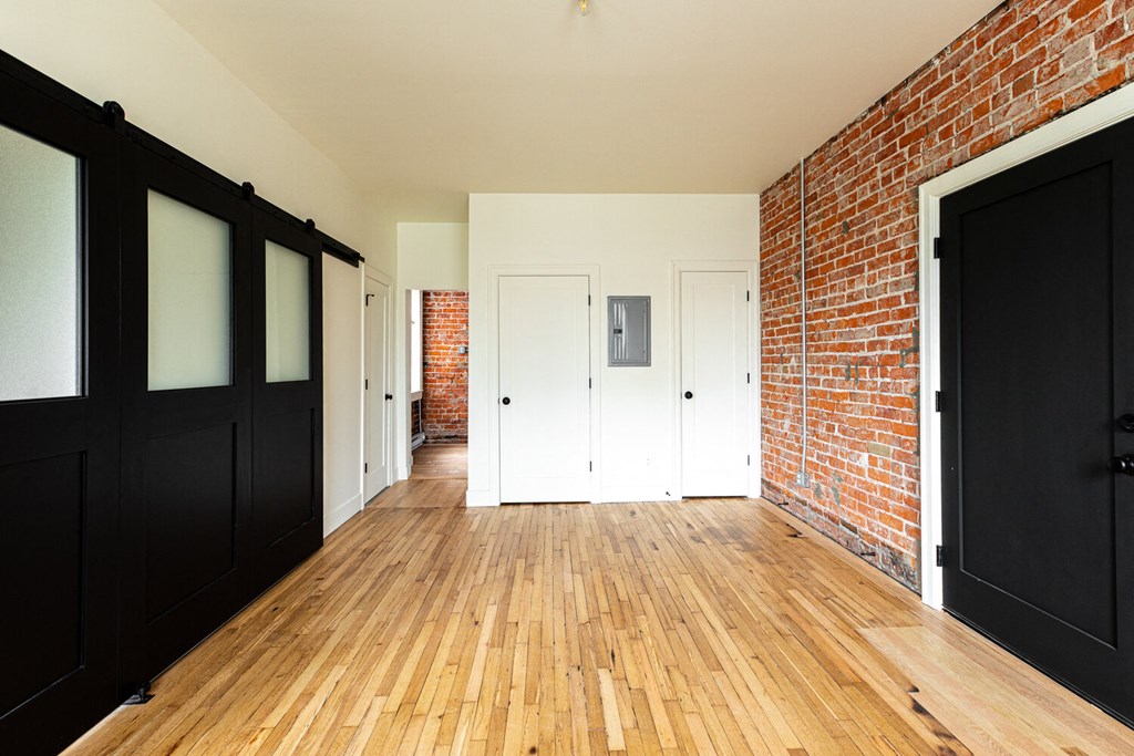 a view of the living room from the entryway