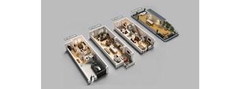 the different floor plans of the apartments are shown in the drawing