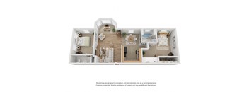 3D 2 x 1.5 floor plan