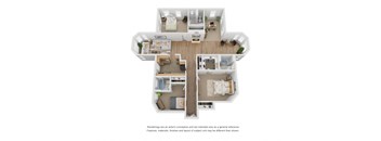 3D 3 x 3 floor plan
