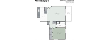 One bedroom floorplan layout