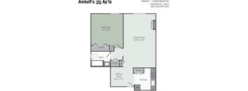 One bedroom floor plan layout