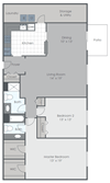 2 Bedroom 1.5 Bath apartment floor plan image