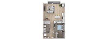 V1 Floor Plan at Ann Arbor City Club, Michigan, 48104