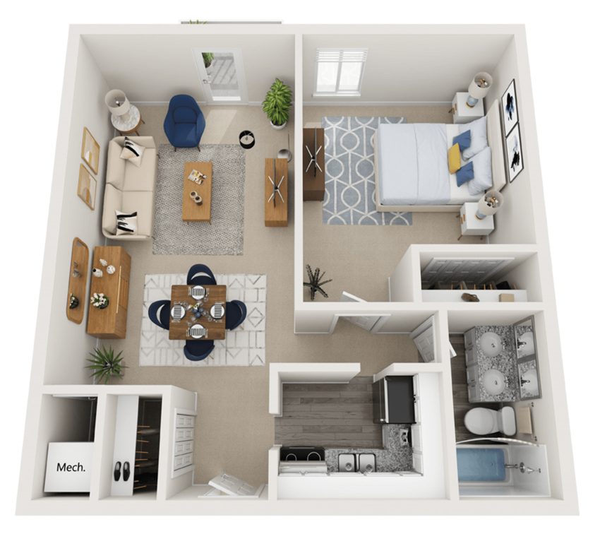 One bedroom floorplan