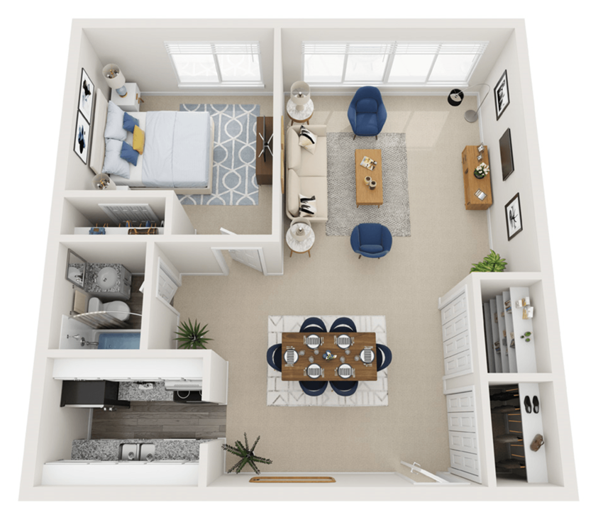 One bedroom floorplan